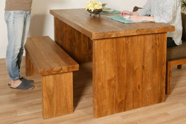 【訳あり】チーク×レザーベンチw120cm 通常77,000がなんと！ 訳あり】チーク×レザーベンチw120cm 通常77,000がなんと！