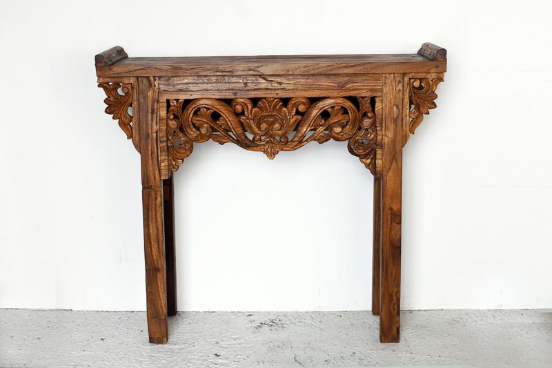 風合いのあるレリーフが魅力的なCHISTA/チーク古材 コンソールテーブル（W100）