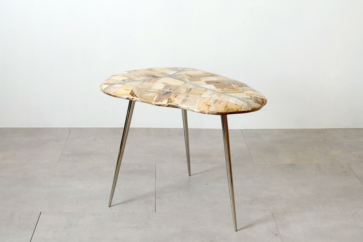 KAJA カジャ 木化石 サイドテーブル (H55) オブジェのような存在感と自然のあたたかみを感じるテーブル 木化石