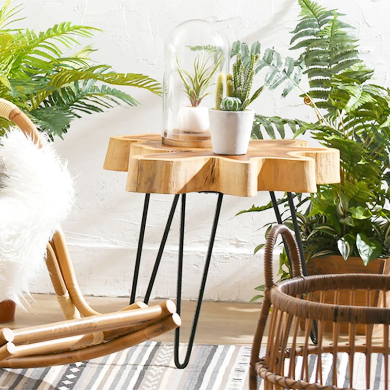 KAJA カジャ 木化石 サイドテーブル (H55) オブジェのような存在感と自然のあたたかみを感じるテーブル 木化石